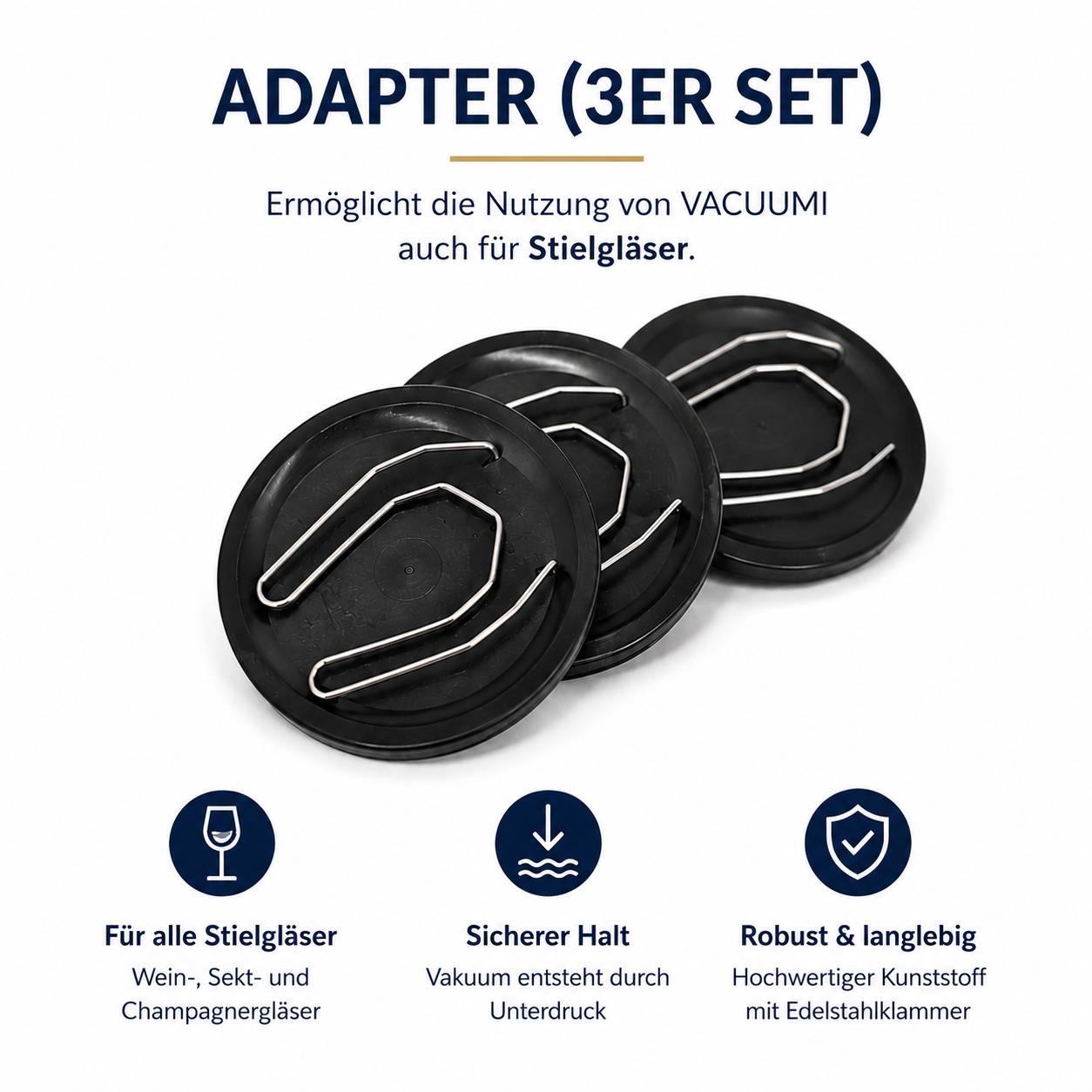 đ· VACUUMI Adapter-Set fĂŒr StielglĂ€ser (3er-Set)
