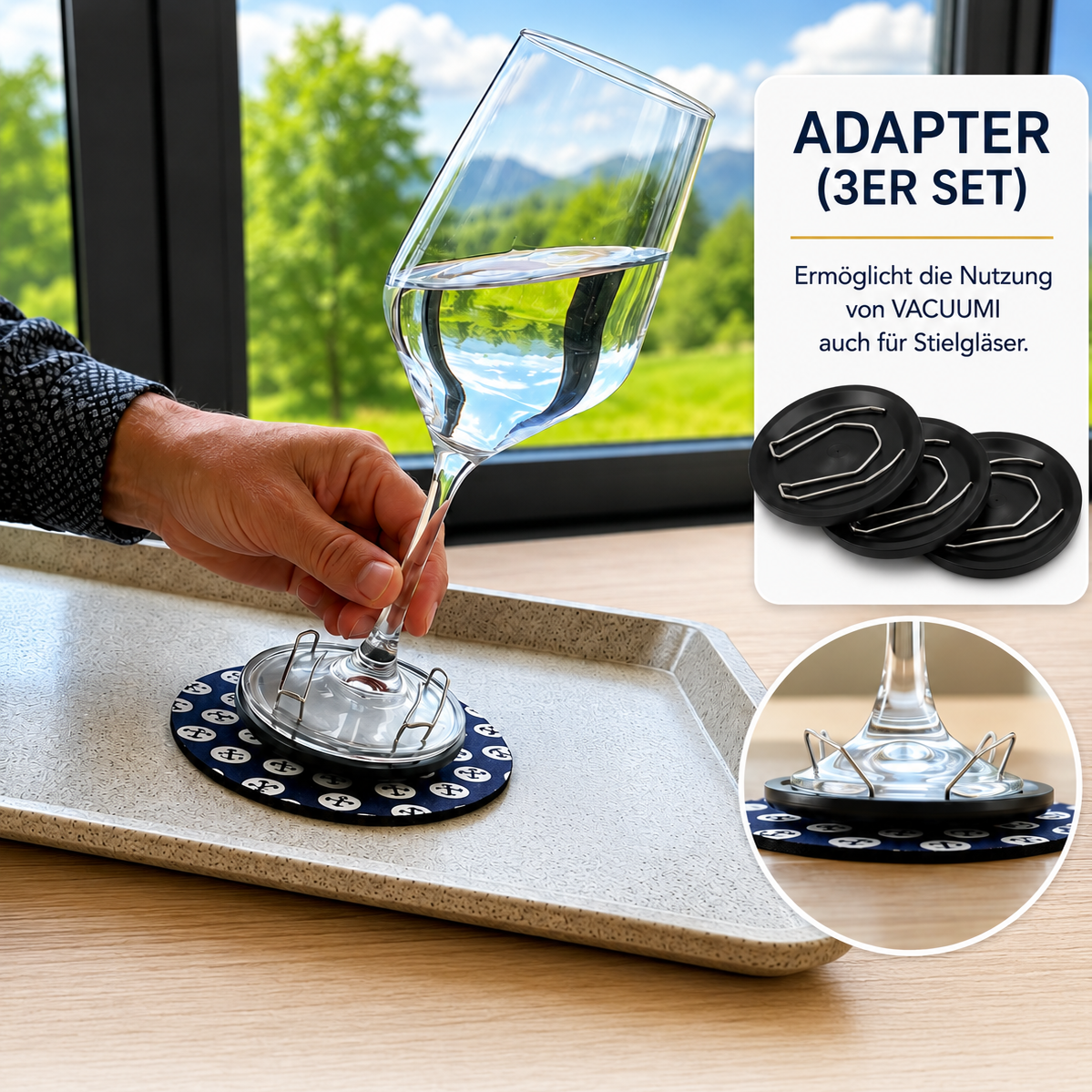 🍷 VACUUMI Adapter-Set für Stielgläser (3er-Set)